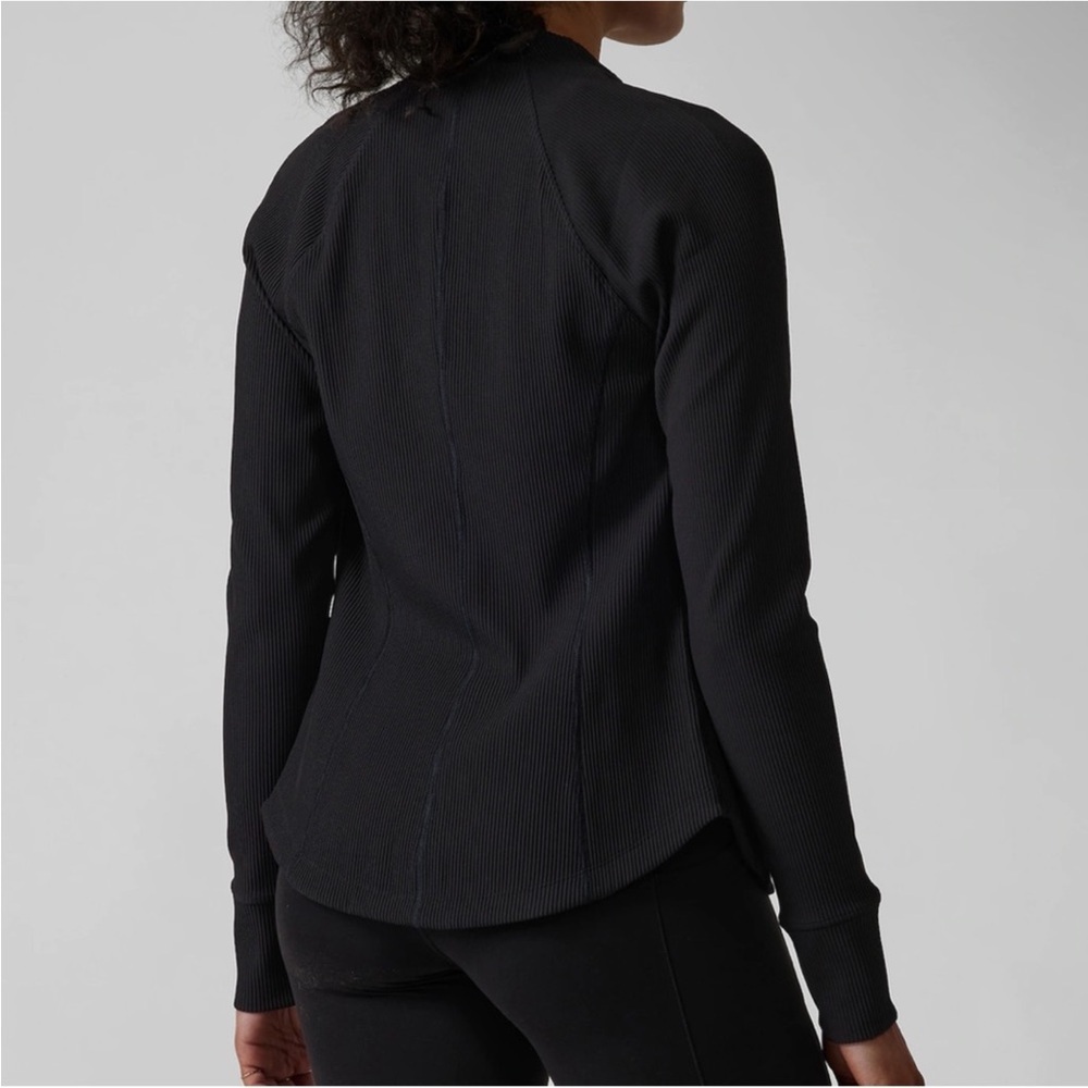 Athleta Salutation Ribbed Jacket Black Small/Petite - Picture 3 of 9